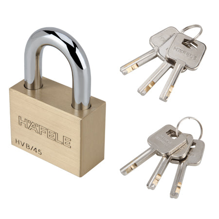 Hafele 482.01.986 PADLOCK MK3XHVB/45 BRASS MATT