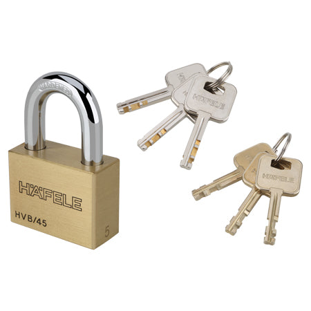 Hafele 482.01.989 PADLOCK HVB/45 BRASS MATT 5KA