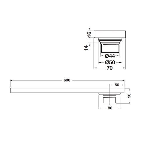 Hafele 485.61.242 Floor Drain LINE Magnetic 24" (600X70X16) SUS304