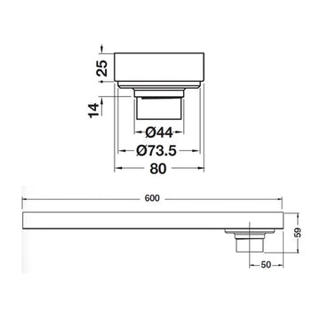 Hafele 485.61.247 Floor Drain LINE Magnetic 24" (600X80X25) SUS304 - 0