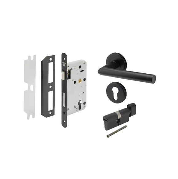 Hafele 499.10.135 DIY LEVER HDL SET WC BLK.MATT (Bathroom)