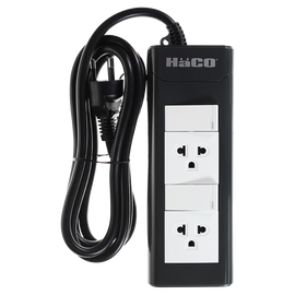HACO-EPN-2S2EB/2 2 Euro-American Sockets 2SW with mini-breaker 2M*1.5 sq.mm 16A 250V