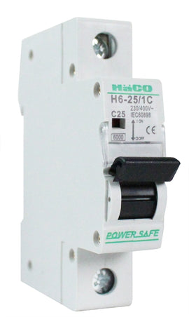HACO-H6-25/1C MCB 1P 25A 6kA