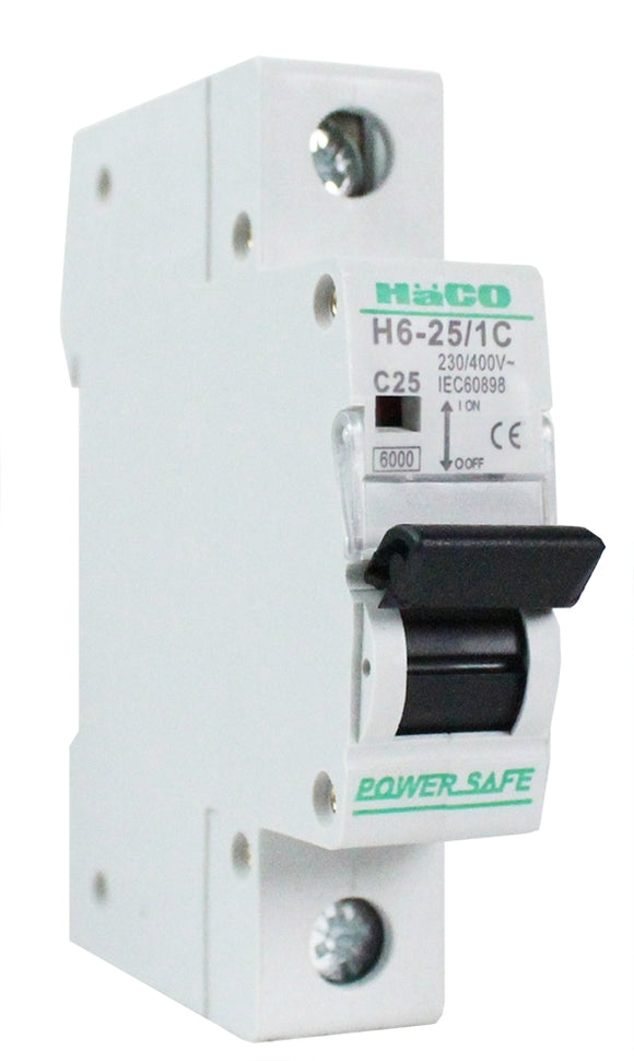 HACO-H6-25/1C MCB 1P 25A 6kA