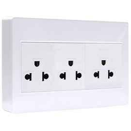 Haco-M4N-E30 TRIPLE EURO-AMERICAN SOCKET SET (WHITE COLOR)