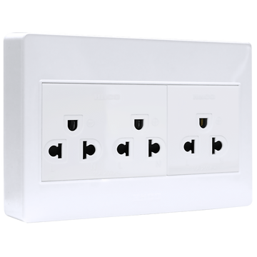 Haco-M4N-E30 TRIPLE EURO-AMERICAN SOCKET SET (WHITE COLOR)