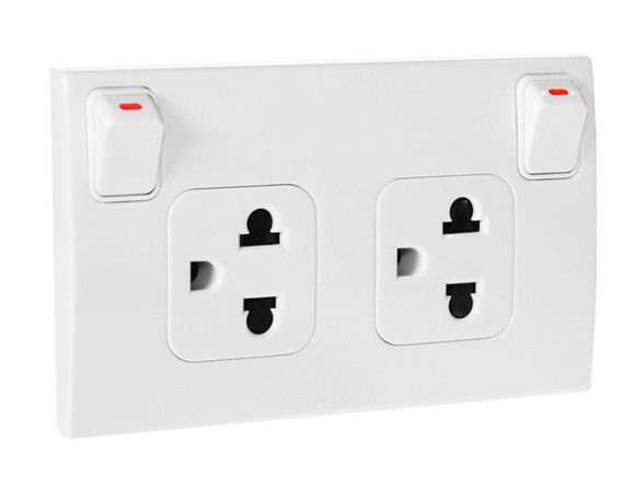 Haco W816UV2S Duplex 3 Pin Set (White Color)